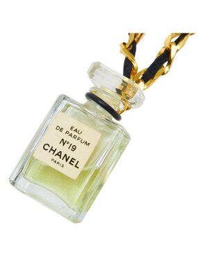 Chanel Perfume Bottle Chain Pendant Gold Plated Plastic